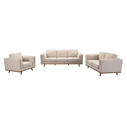 3+2+1 Seater Sofa Beige Fabric Lounge Set for Living Room Couch with Wooden Frame - TRENDZ