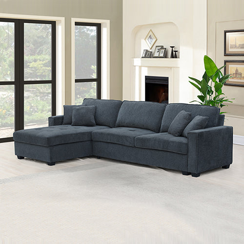 Corner Sofa Chaise Polyester Fabric Multilayer Two Pillows Individual Pocket Spring - TRENDZ