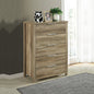 Tallboy with 5 Storage Drawers Natural Wood like MDF in Oak Colour - TRENDZ
