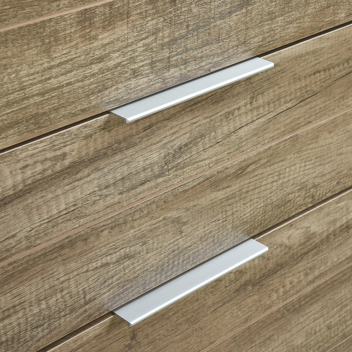 Tallboy with 5 Storage Drawers Natural Wood like MDF in Oak Colour - TRENDZ