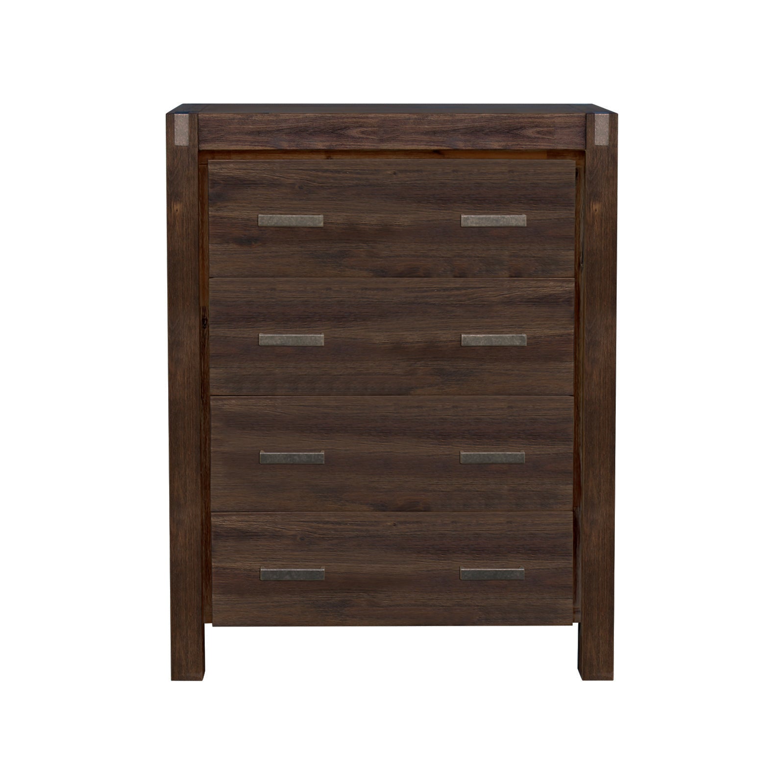 Tallboy with 4 Storage Drawers Solid Wooden Assembled in Chocolate Colour - TRENDZ