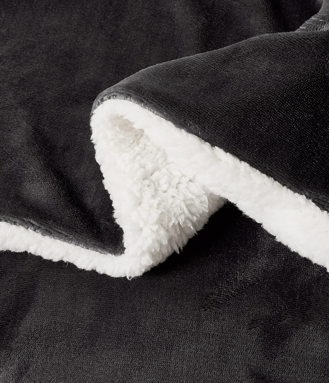 Teddy Sherpa Twin-Pack European Pillowcases - Soft Reversible Velvet & Sherpa Cushion Covers - Machine Washable with Zipper Closure - 65x65cm - Charcoal - TRENDZ
