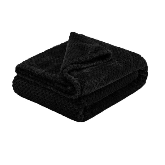 Soft Diamond Fleece Throw Rug/Blanket Black - TRENDZ
