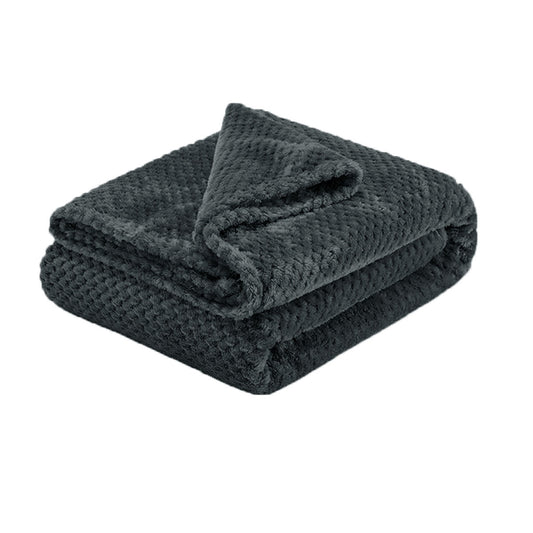 Soft Diamond Fleece Throw Rug/Blanket Charcoal - TRENDZ