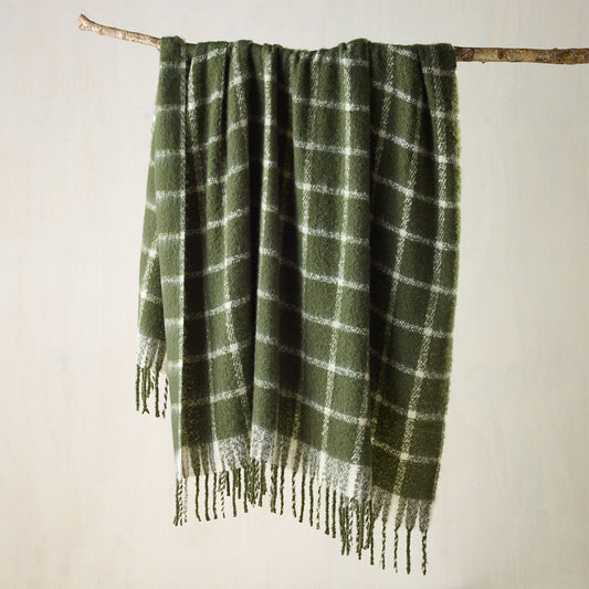 Bianca Maldon Faux Mohair Large Throw Rug 150 x 220 cm Forest Green - TRENDZ