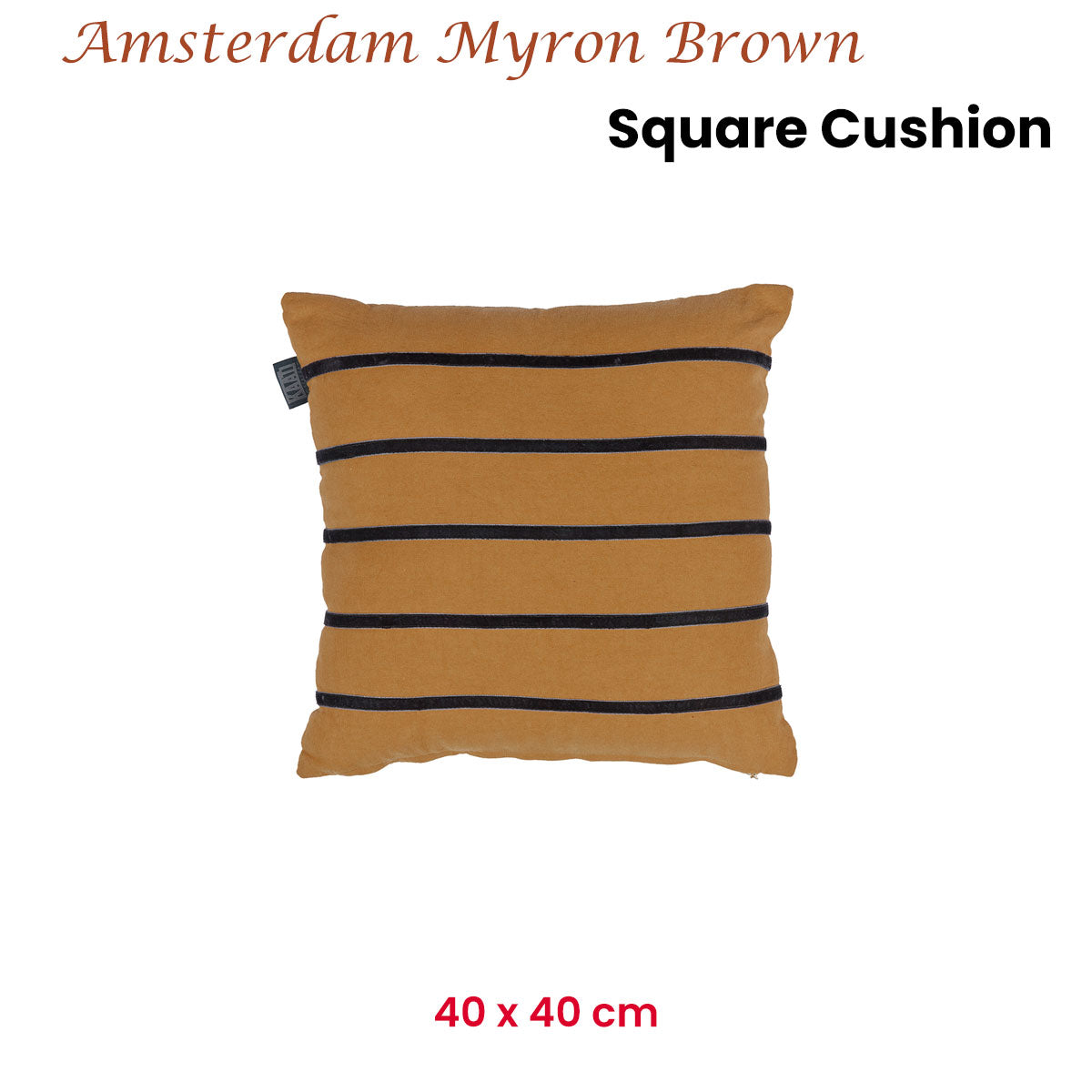 KAAT Amsterdam Myron Brown Stripe Square Filled Cushion 40cm x 40cm