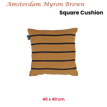 KAAT Amsterdam Myron Brown Stripe Square Filled Cushion 40cm x 40cm