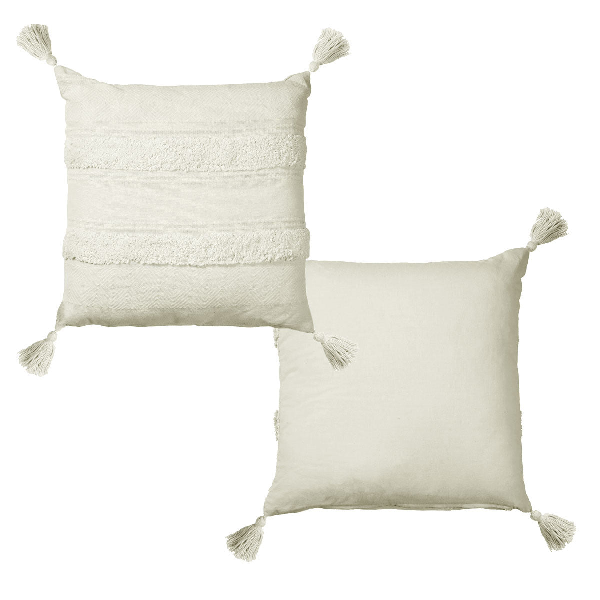 Accessorize Indra Cotton Cover Filled Cushion - Off White - TRENDZ