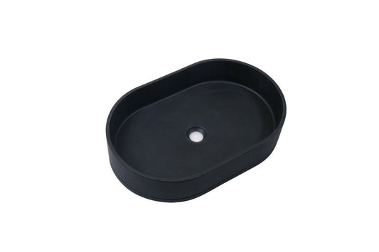 Ultra Modern Concrete Cement Wash Basin Counter Top Matte Black Oval Basin - TRENDZ