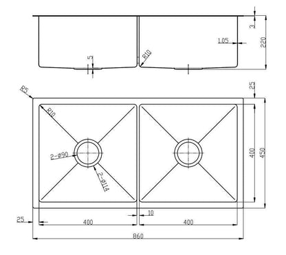 2023 Burnished Brass Gold stainless steel 304 double bowl kitchen sink - TRENDZ