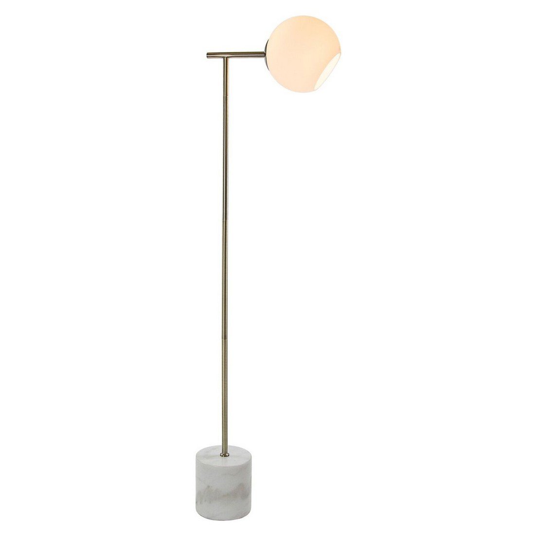 Helium Floor Lamp – Gold Finish with Marble Base & Glass Globe Shade