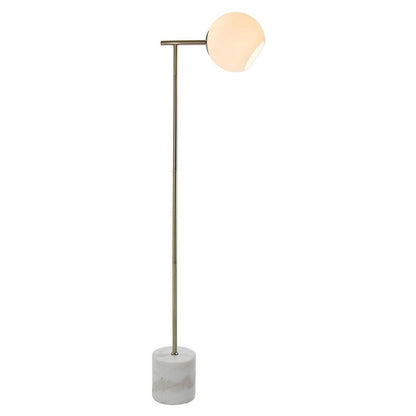 Helium Floor Lamp – Gold Finish with Marble Base & Glass Globe Shade