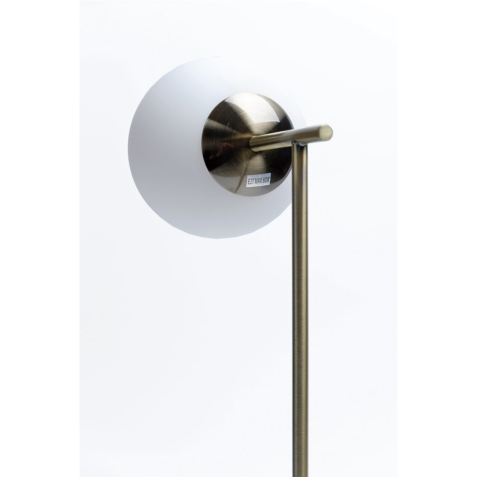 Helium Floor Lamp – Gold Finish with Marble Base & Glass Globe Shade