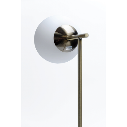 Helium Floor Lamp – Gold Finish with Marble Base & Glass Globe Shade
