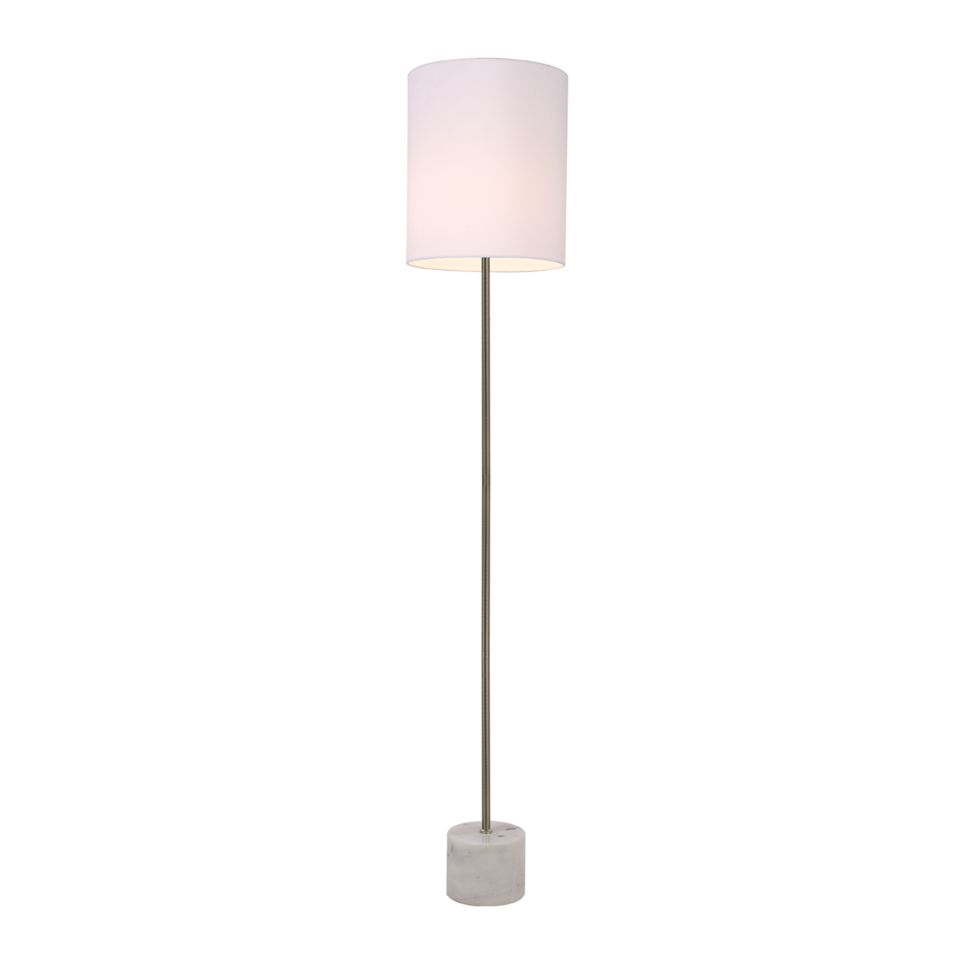 Wigwam Floor Lamp – Antique Brass with White Velvet Shade