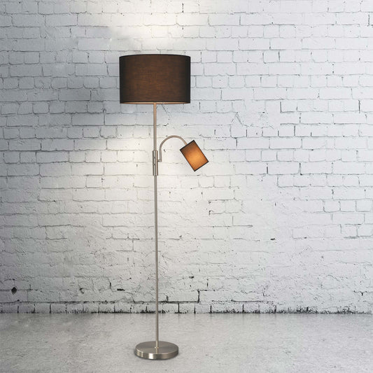 Cylinya Mother & Child Floor Lamp – Matte Black Twin-Light Combo
