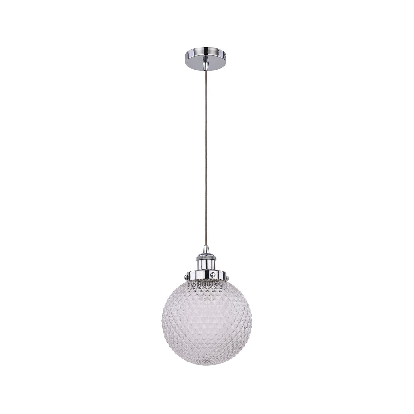 Casablance Pendant Light – Large 300mm Sphere, Chrome + Clear Glass