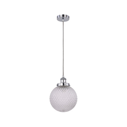 Casablance Pendant Light – Large 300mm Sphere, Chrome + Clear Glass
