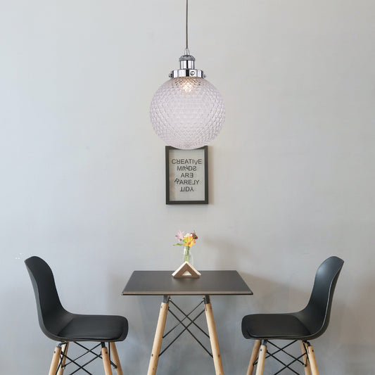 Casablance Pendant Light – Large 300mm Sphere, Chrome + Clear Glass