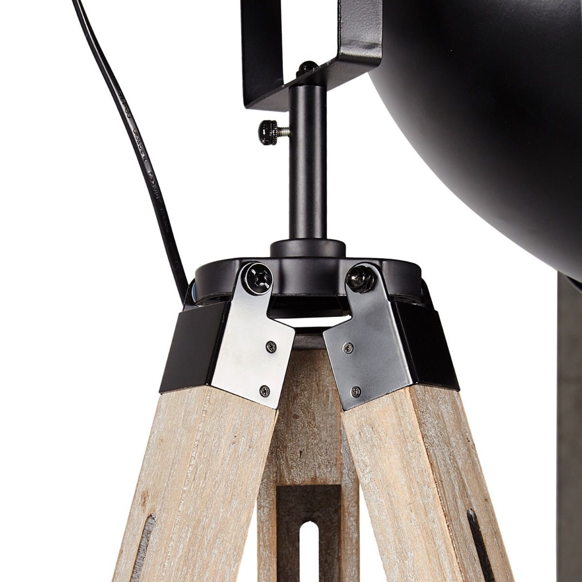 Havana Retro Large Tripod Floor Lamp Industrial Modern Adjustable Wood Frame Light - TRENDZ