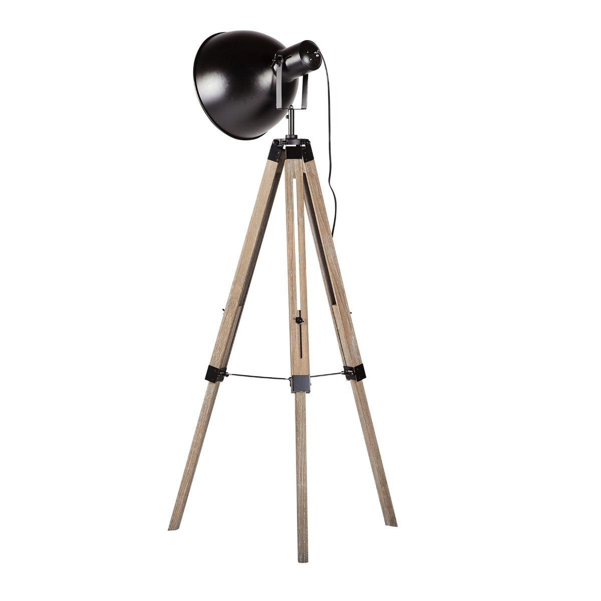 Havana Retro Large Tripod Floor Lamp Industrial Modern Adjustable Wood Frame Light - TRENDZ