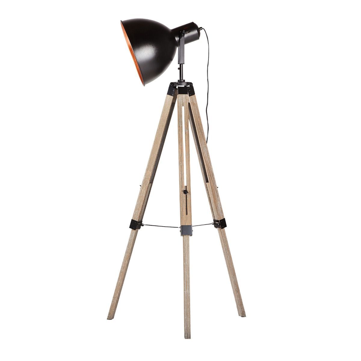 Havana Retro Large Tripod Floor Lamp Industrial Modern Adjustable Wood Frame Light - TRENDZ