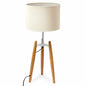 73cm Bamboo Tripod Table Lamp Light Modern Vintage w Beige Linen Shade - TRENDZ