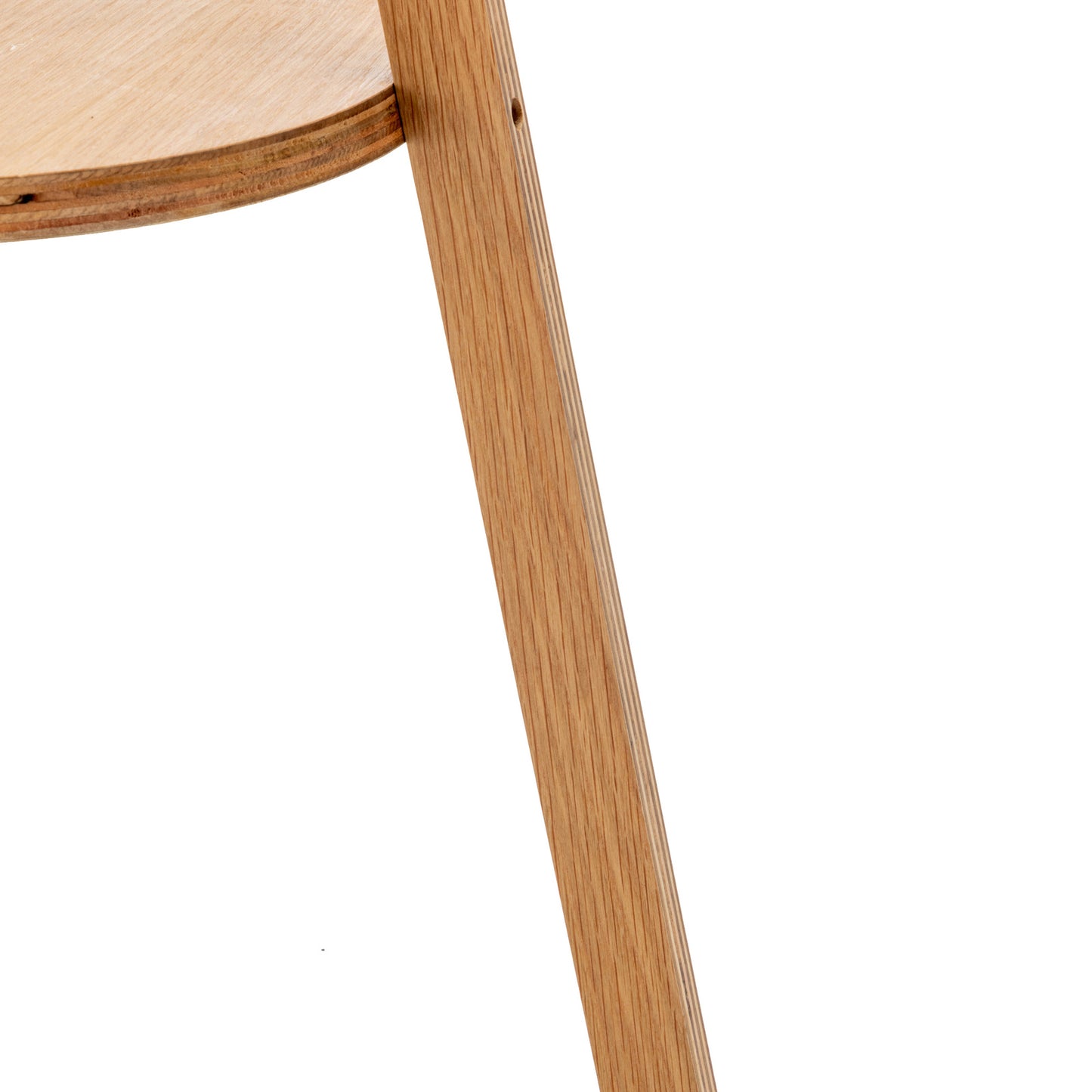 Natural Rubberwood Tripod Floor Lamp with Shelf & Linen Shade