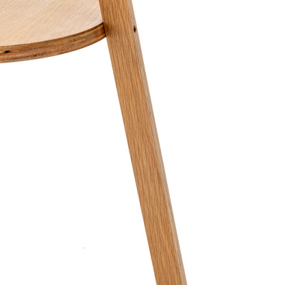 Natural Rubberwood Tripod Floor Lamp with Shelf & Linen Shade