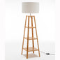 Marcie Rubberwood Floor Lamp with Multi-Shelf Storage – Natural Finish