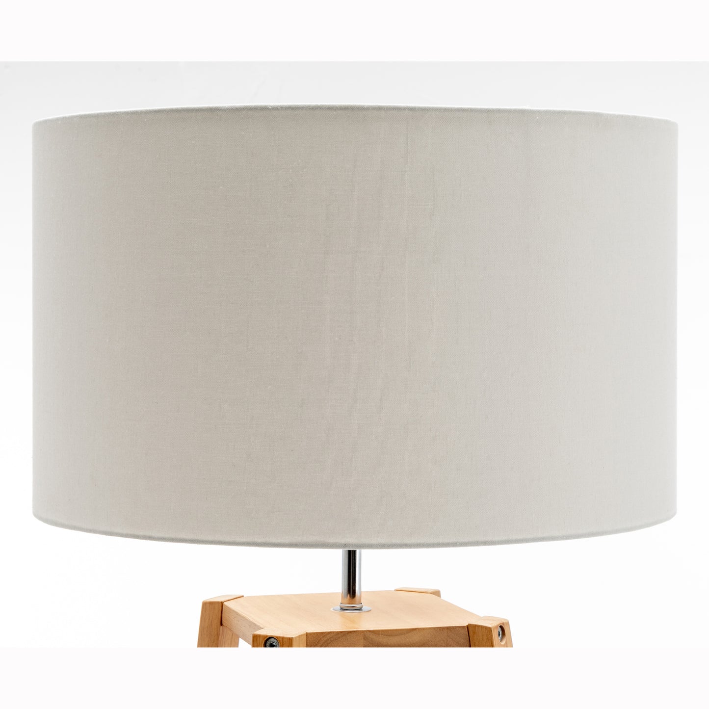 Marcie Rubberwood Floor Lamp with Multi-Shelf Storage – Natural Finish