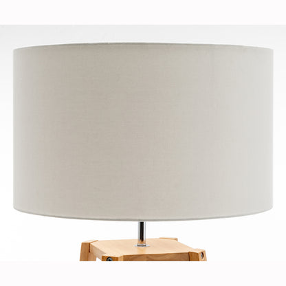 Marcie Rubberwood Floor Lamp with Multi-Shelf Storage – Natural Finish