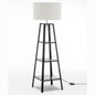Marcie Rubberwood Floor Lamp with Multi Shelf Storage – Black Finish