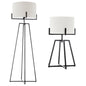 Modern Dimmable Floor Lamp + Table Desk Lamp w/ Linen Shade Scandi - Matte Black