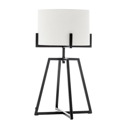 Modern Scandi Metal Dimmable Table Desk Lamp Light w/ Linen Shade - Matte Black - TRENDZ