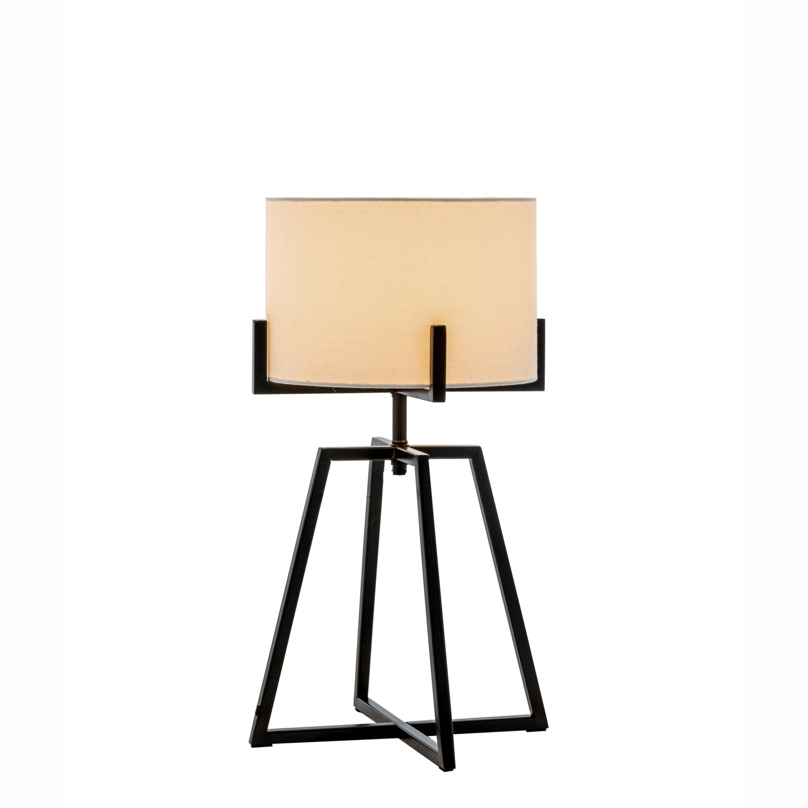 Modern Scandi Metal Dimmable Table Desk Lamp Light w/ Linen Shade - Matte Black - TRENDZ