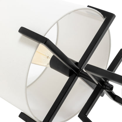 Modern Scandi Metal Dimmable Table Desk Lamp Light w/ Linen Shade - Matte Black - TRENDZ