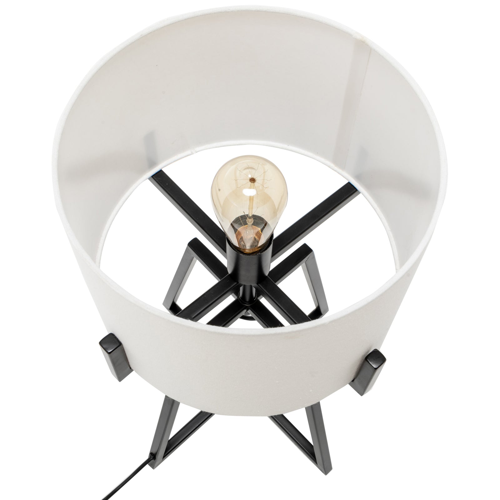 Modern Scandi Metal Dimmable Table Desk Lamp Light w/ Linen Shade - Matte Black - TRENDZ