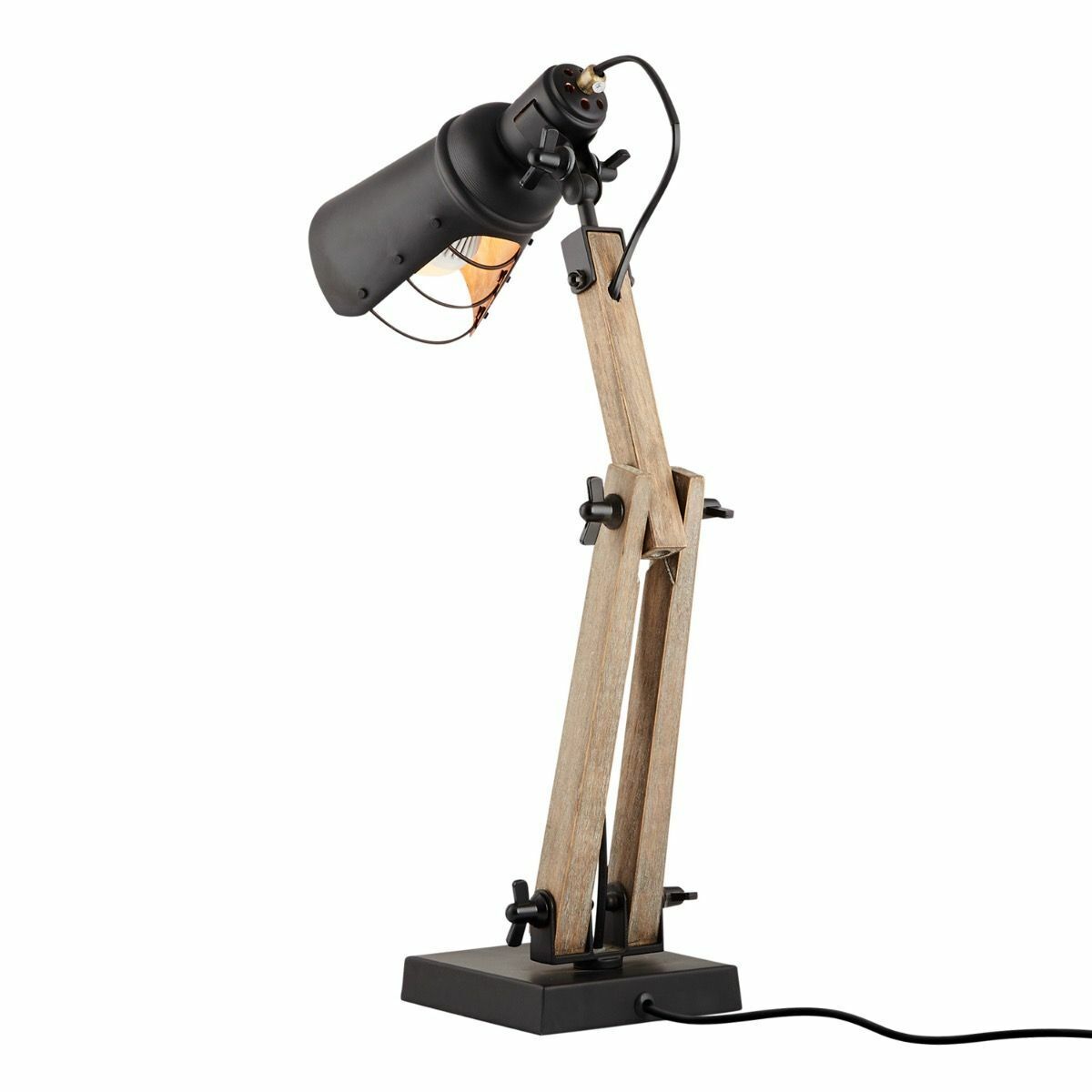 Scandi Modern Natural Wooden Table Lamp – Rustic Retro Designer Look
