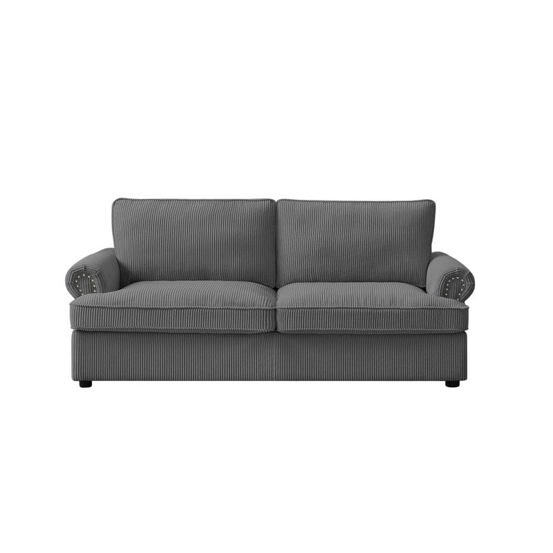 PHEBE 3 Seater Sofa bed with Separate Foam Mattress- Corduroy Dark grey - TRENDZ