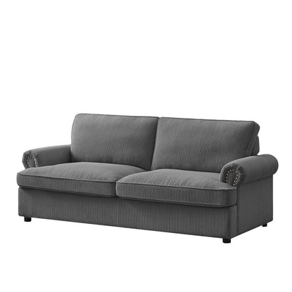 PHEBE 3 Seater Sofa bed with Separate Foam Mattress- Corduroy Dark grey - TRENDZ