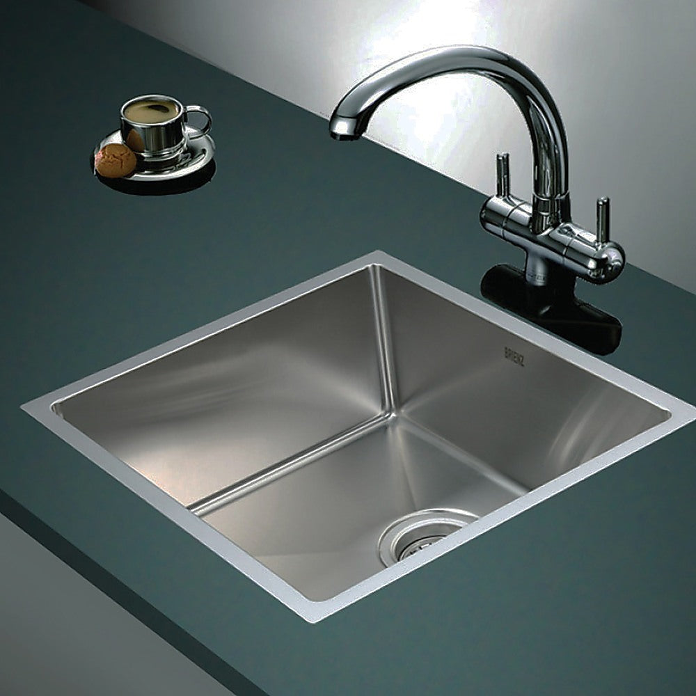 490x440mm Handmade Stainless Steel Undermount / Topmount Kitchen Laundry Sink with Waste - TRENDZ