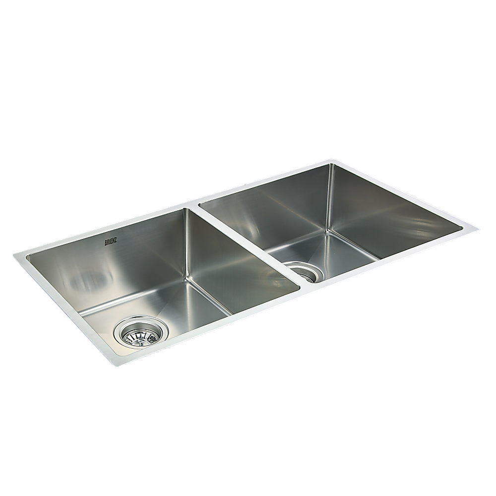 865x440mm Handmade Stainless Steel Undermount / Topmount Kitchen Sink with Waste - TRENDZ