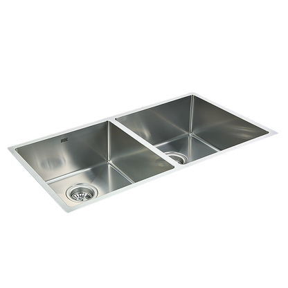 865x440mm Handmade Stainless Steel Undermount / Topmount Kitchen Sink with Waste - TRENDZ