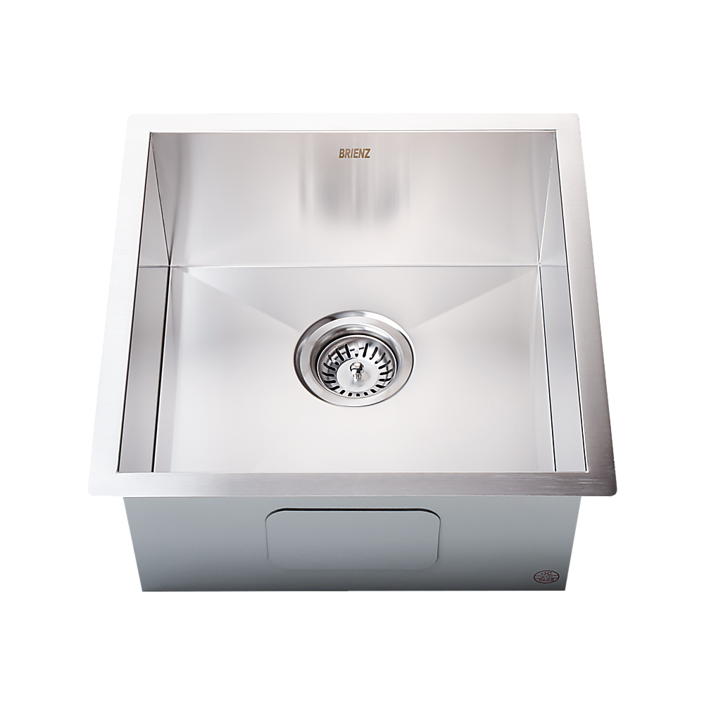 440x440mm Handmade Stainless Steel Undermount / Topmount Kitchen Laundry Sink with Waste - TRENDZ