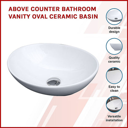 Above Counter Bathroom Vanity Oval Ceramic Basin - TRENDZ