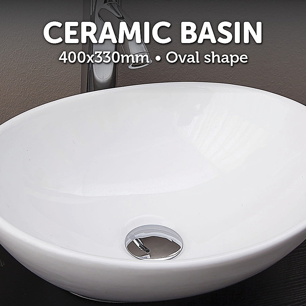 Above Counter Bathroom Vanity Oval Ceramic Basin - TRENDZ