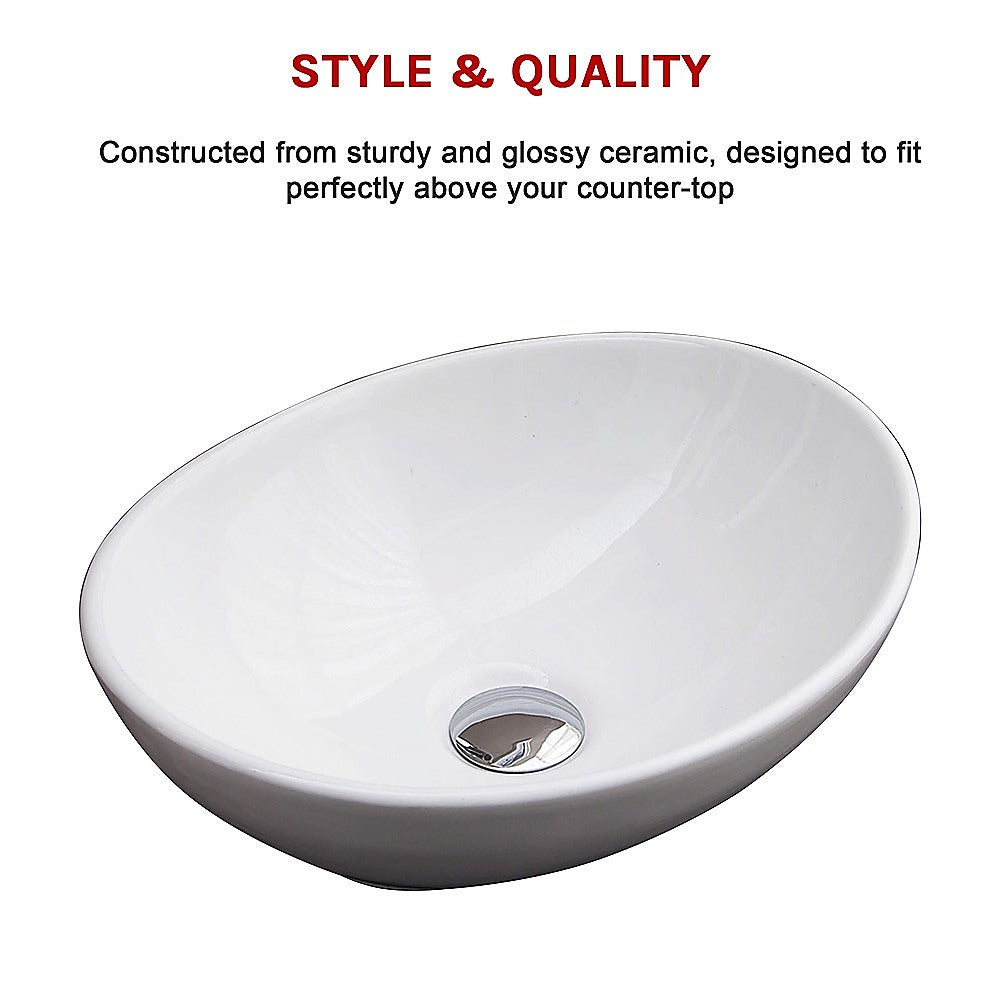 Above Counter Bathroom Vanity Oval Ceramic Basin - TRENDZ