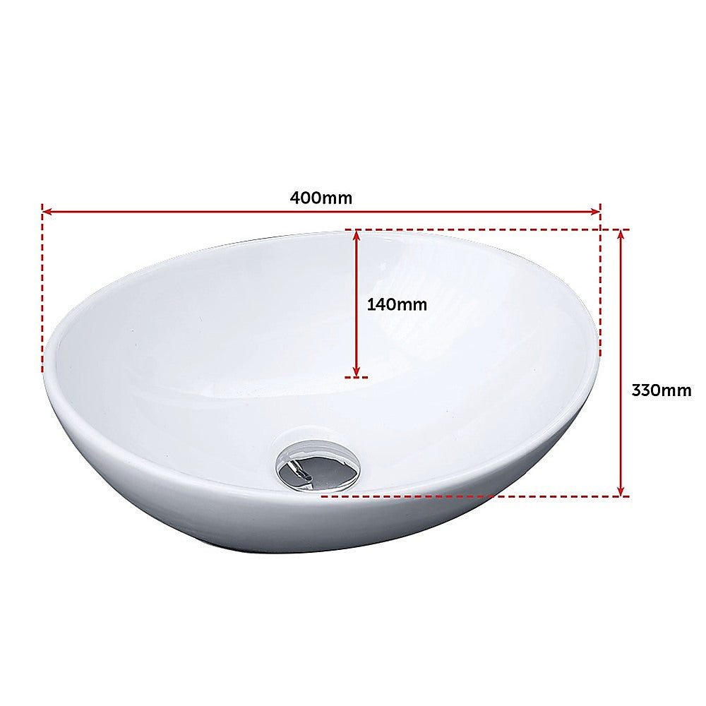 Above Counter Bathroom Vanity Oval Ceramic Basin - TRENDZ