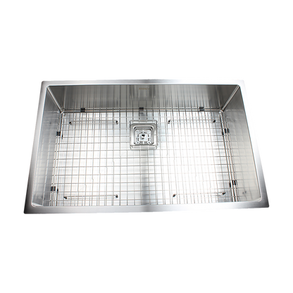 810x505mm Handmade 1.5mm Stainless Steel Undermount / Topmount Kitchen Sink with Square Waste - TRENDZ
